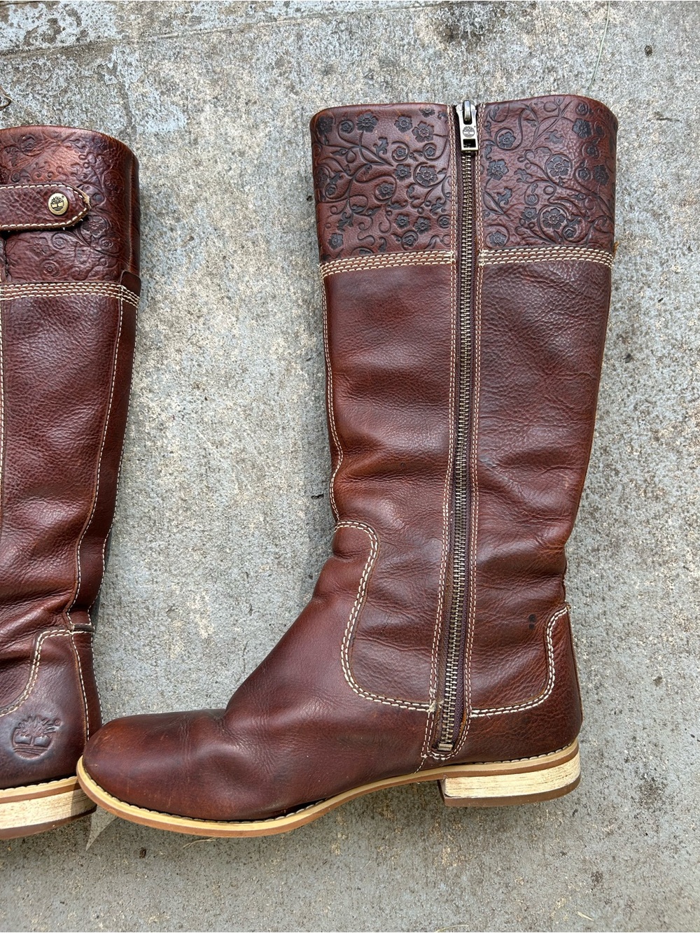 Women's Brown Leather Tall Zip Boots